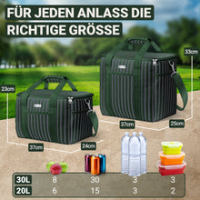 Lade das Bild in den Galerie-Viewer, HOEL Kühltasche groß 20L / 30L faltbar - Isolierte Thermotasche - Lunchtasche wasserdicht & auslaufsicher - Isoliertasche für Auto & Einkaufen - Picknicktasche Lunch Bag Lunchbag