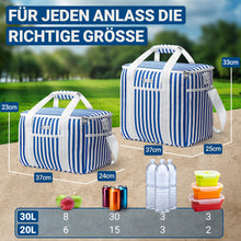 Lade das Bild in den Galerie-Viewer, HOEL Kühltasche groß 20L / 30L faltbar - Isolierte Thermotasche - Lunchtasche wasserdicht & auslaufsicher - Isoliertasche für Auto & Einkaufen - Picknicktasche Lunch Bag Lunchbag
