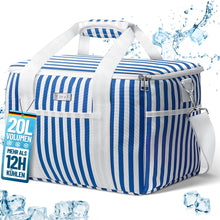 Lade das Bild in den Galerie-Viewer, HOEL Kühltasche groß 20L / 30L faltbar - Isolierte Thermotasche - Lunchtasche wasserdicht & auslaufsicher - Isoliertasche für Auto & Einkaufen - Picknicktasche Lunch Bag Lunchbag