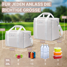 Lade das Bild in den Galerie-Viewer, HOEL Kühltasche groß 20L / 30L faltbar - Isolierte Thermotasche - Lunchtasche wasserdicht & auslaufsicher - Isoliertasche für Auto & Einkaufen - Picknicktasche Lunch Bag Lunchbag
