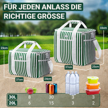 Lade das Bild in den Galerie-Viewer, HOEL Kühltasche groß 20L / 30L faltbar - Isolierte Thermotasche - Lunchtasche wasserdicht & auslaufsicher - Isoliertasche für Auto & Einkaufen - Picknicktasche Lunch Bag Lunchbag
