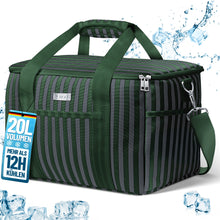 Lade das Bild in den Galerie-Viewer, HOEL Kühltasche groß 20L / 30L faltbar - Isolierte Thermotasche - Lunchtasche wasserdicht & auslaufsicher - Isoliertasche für Auto & Einkaufen - Picknicktasche Lunch Bag Lunchbag
