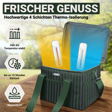 Lade das Bild in den Galerie-Viewer, HOEL Kühltasche groß 20L / 30L faltbar - Isolierte Thermotasche - Lunchtasche wasserdicht & auslaufsicher - Isoliertasche für Auto & Einkaufen - Picknicktasche Lunch Bag Lunchbag