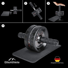 Lade das Bild in den Galerie-Viewer, EliteAthlete® Bauchtrainer I Bauchmuskeltrainer I Bauchroller inkl. gepolsterter Kniematte