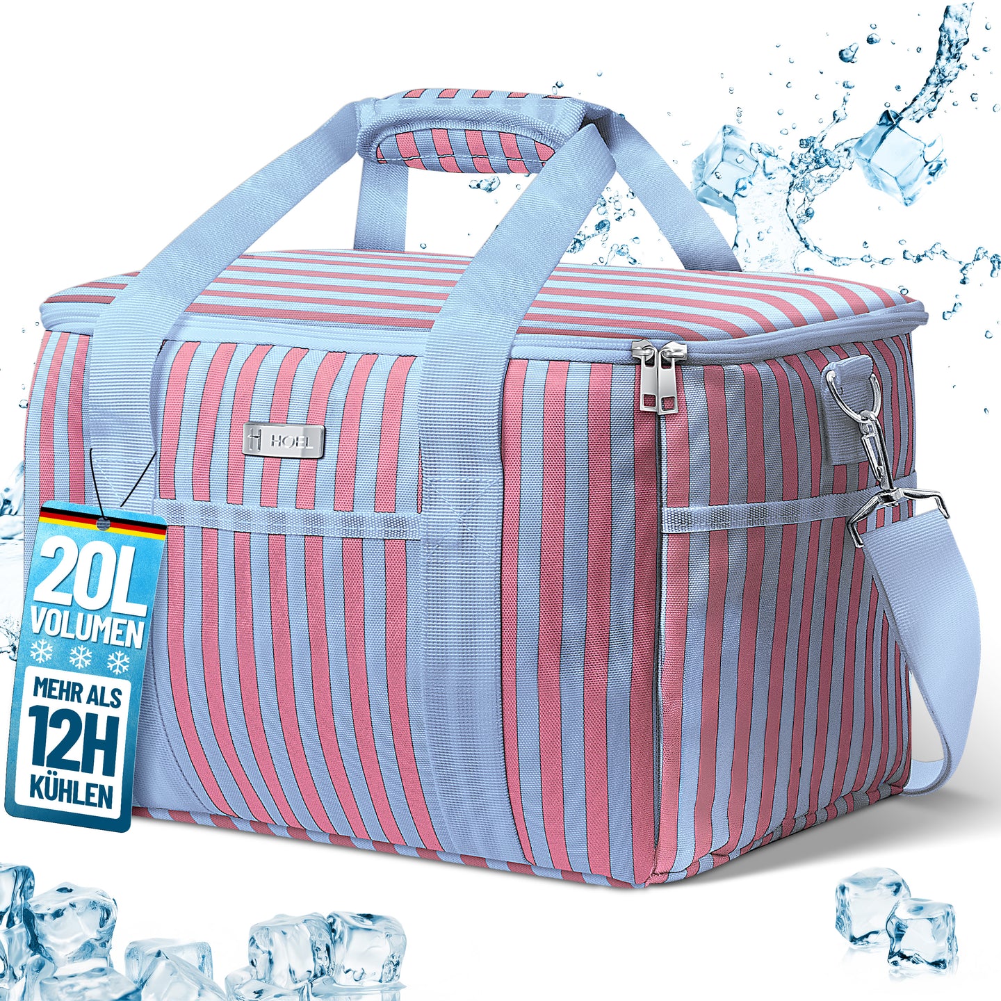 HOEL Kühltasche für Essen & Getränke - Isolierte Thermotasche - Lunchtasche wasserdicht & auslaufsicher - Isoliertasche für Auto & Einkaufen - Picknicktasche Lunch Bag Lunchbag