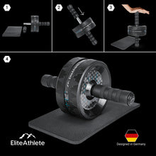Lade das Bild in den Galerie-Viewer, EliteAthlete® Bauchtrainer I Bauchmuskeltrainer I Bauchroller inkl. gepolsterter Kniematte
