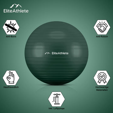 EliteAthlete® Gymnastikball I Sitzball inkl. Luftpumpe